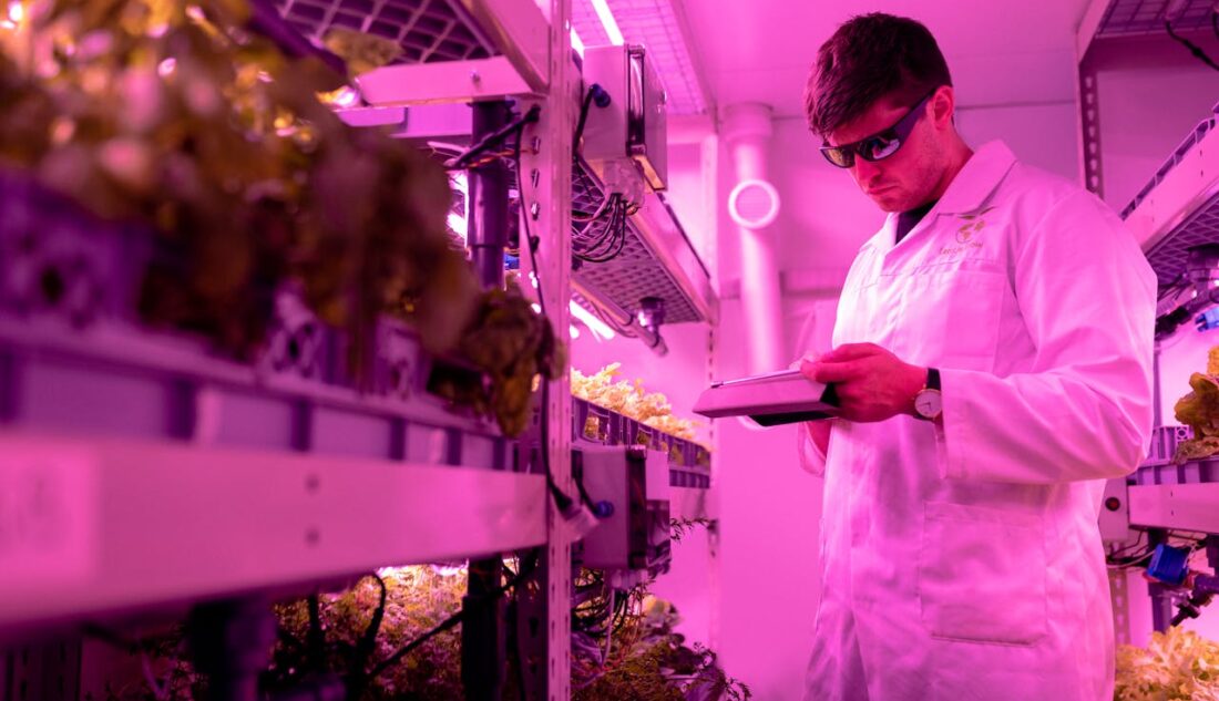 Researcher using an e-lab notebook to record data Photo by ThisIsEngineering: https://www.pexels.com/photo/scientist-checking-crops-in-laboratory-3912509/